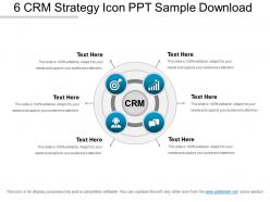 6 crm strategy icon ppt sample download