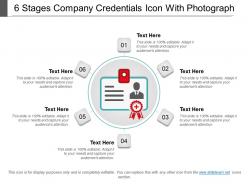 6 stages company credentials icon with photograph