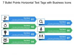7 bullet points horizontal text tags with business icons