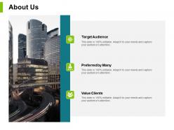 About us target audience j38 ppt powerpoint presentation file icon