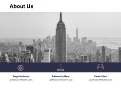 About us target audiences d264 ppt powerpoint presentation icon vector