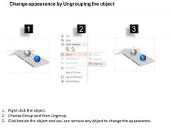 Ac 3d linear arrow with two spheres and business icons powerpoint template slide