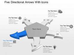 Af five directional arrows with icons powerpoint template
