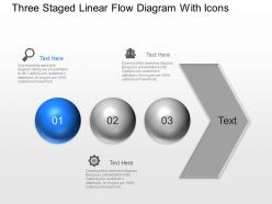 Ai three staged linear flow diagram with icons powerpoint template slide