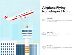 Airplane flying from airport icon