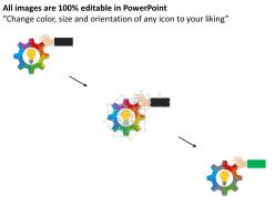 Aj eight staged gear with icons and bulb flat powerpoint design