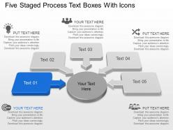 Al five staged process text boxes with icons powerpoint template