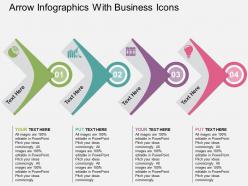 Arrow infographics with business icons flat powerpoint design