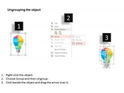 Ba four staged bulb with global communication icons powerpoint template