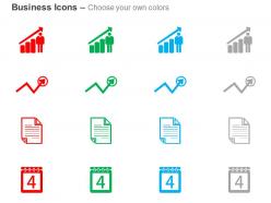 Bar graph growth arrow documents monthly calender ppt icons graphics