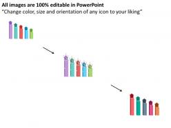 Bar graph with arrows on top and icons flat powerpoint design