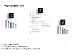 Bar graph with arrows on top and icons flat powerpoint design