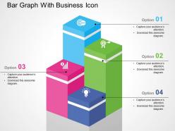 Bar graph with business icon flat powerpoint design