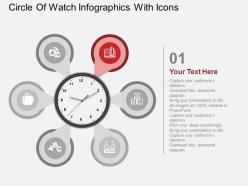 Bd circle of watch infographics with icons flat powerpoint design