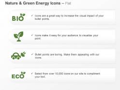 Bio plant car eco nature safety ppt icons graphics
