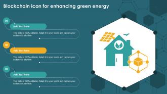 Blockchain Icon For Enhancing Green Energy Ppt Example
