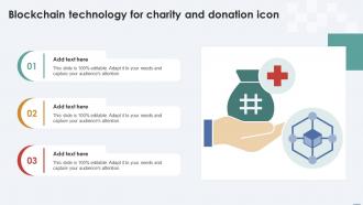 Blockchain Technology For Charity And Donation Icon Ppt Template