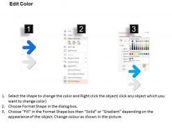 Blue and white arrows with icons powerpoint template slide