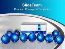Blue christmas balls gift wrapped celebration powerpoint templates ppt backgrounds for slides 0113