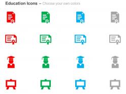Board graduation cap and papers ppt icons graphics