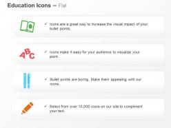 Book alphabet pens pencil ppt icons graphics