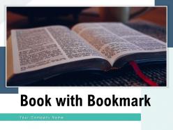 Book with bookmark ancient magnifying glass various ribbon
