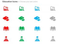 Books graduation ceremony ppt icons graphics
