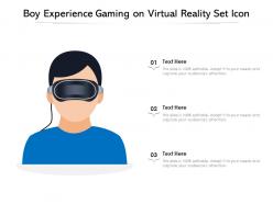 Boy experience gaming on virtual reality set icon