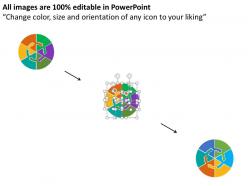 Bs six staged multicolored circular flow diagram with icons flat powerpoint design