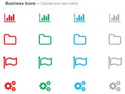Business analysis folder flag cogs ppt icons graphics