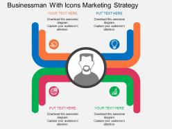 Business man with icons marketing strategy flat powerpoint desgin