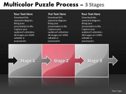 Business powerpoint templates 3 stages multicolor puzzle process sales ppt slides