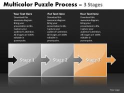 Business powerpoint templates 3 stages multicolor puzzle process sales ppt slides