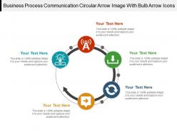 Business process communication circular arrow image with bulb arrow icons
