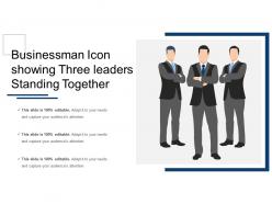 Businessman icon showing three leaders standing together