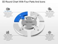 Ca 3d round chart with four parts and icons powerpoint template