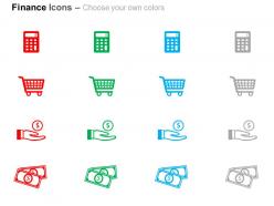 Calculate shopping cart save money dollar notes ppt icons graphics