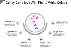 Candy cane icon with pink and white stripes