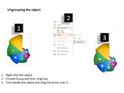 Cb pie chart with icons for result analysis powerpoint template