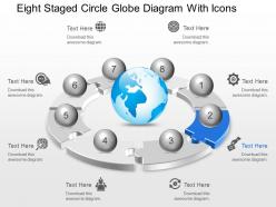 Ce eight staged circle globe diagram with icons powerpoint template