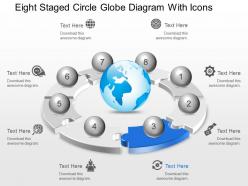 Ce eight staged circle globe diagram with icons powerpoint template
