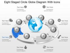 Ce eight staged circle globe diagram with icons powerpoint template
