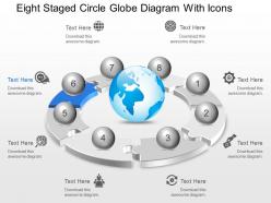 Ce eight staged circle globe diagram with icons powerpoint template