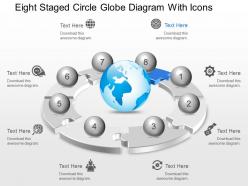 Ce eight staged circle globe diagram with icons powerpoint template