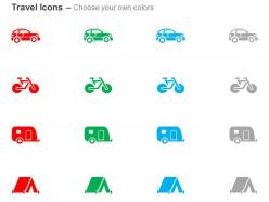 Ceravan car cycle tent adventure trip ppt icons graphics