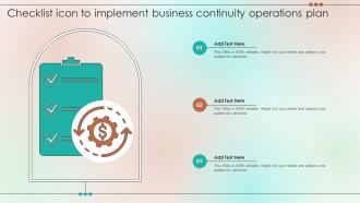 Checklist Icon To Implement Business Continuity Operations Plan