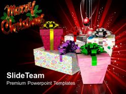 Christmas time merry pile of gift boxes celebration holiday powerpoint templates