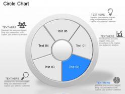 Circular pie chart with business icons powerpoint template slide