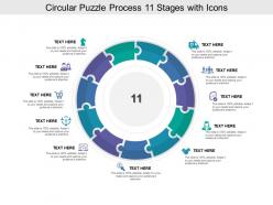 Circular puzzle process 11 stages with icons