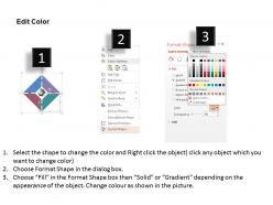 Color puzzle square with globe in middle and icons flat powerpoint design